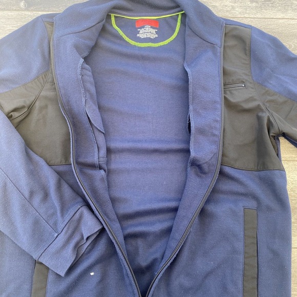 Alfani Track Jacket Mens Size Large Slim Fit Navy Black Front Zip Up - Picture 5 of 7